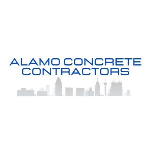 Alamo Concrete Contractors logo with city skyline silhouette